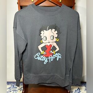 Betty Boop Charcoal Gray Women’s Small Crewneck Sweatshirt